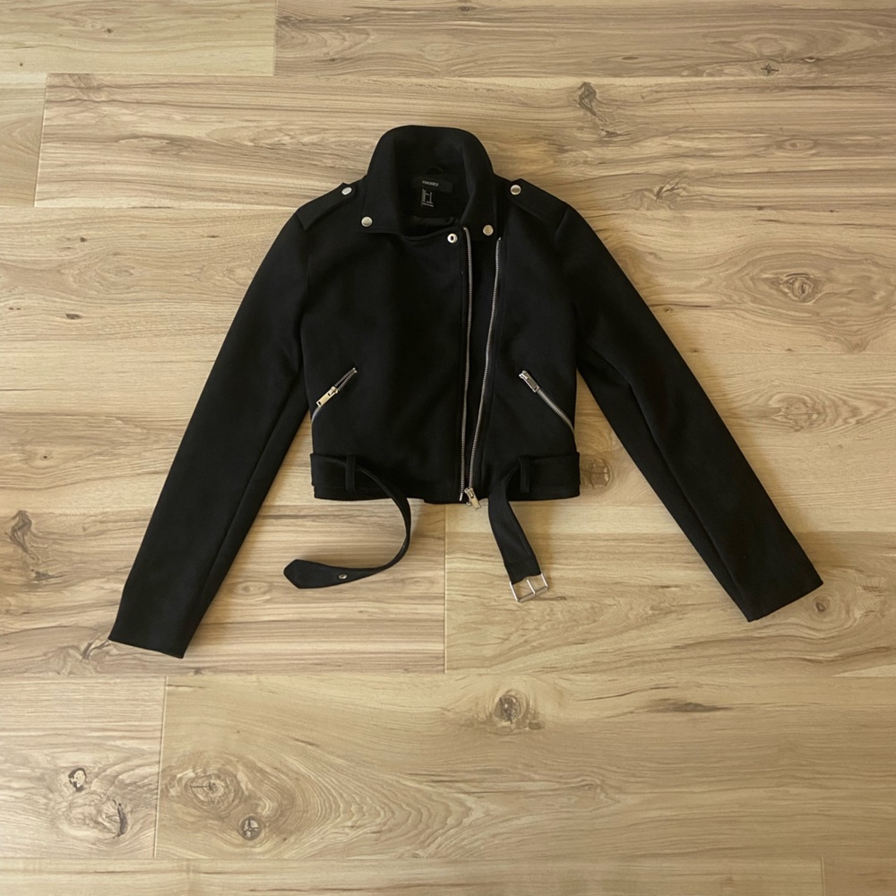 Faux Leather Cropped Jacket
